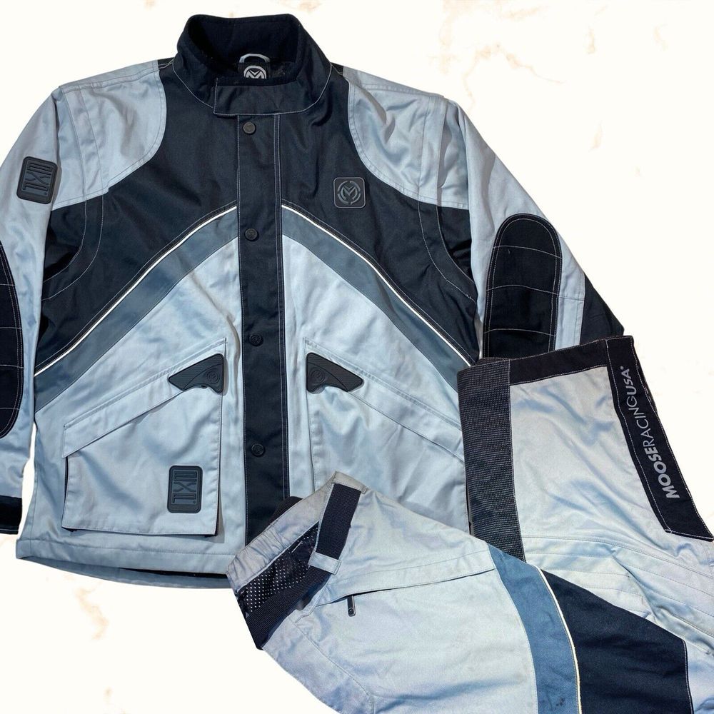 Moose Racing USA Motorcycle Racing Jacket And Pants black and gray XL Rip‎ Stop